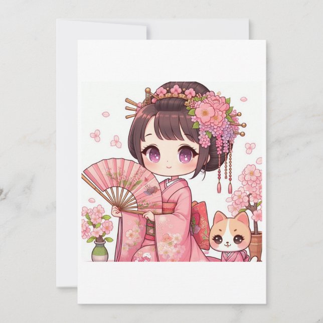geisha kawaii inbjudningar (Framsida)