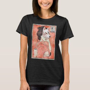 Geisha Kitsune Fox Mask Japansk estetisk T Shirt
