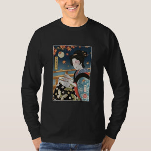 Geisha Kor Stitch Mamma Ukiyoe Geisha Crochet Mamm T Shirt