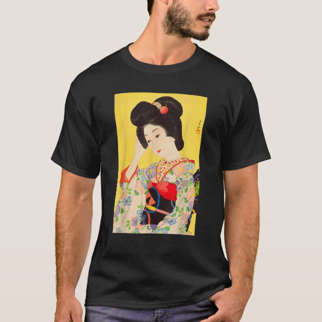 Geisha Maiko Kimono Japansk konst som målar Ka T Shirt (Framsida)