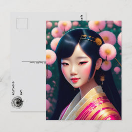 Geisha med dandelion, Postcross Vykort