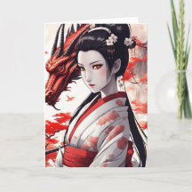 Geisha med drak kinesiska nyåret 2024