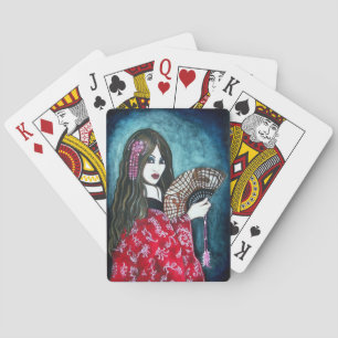 Geisha med Fläkt Casinokort