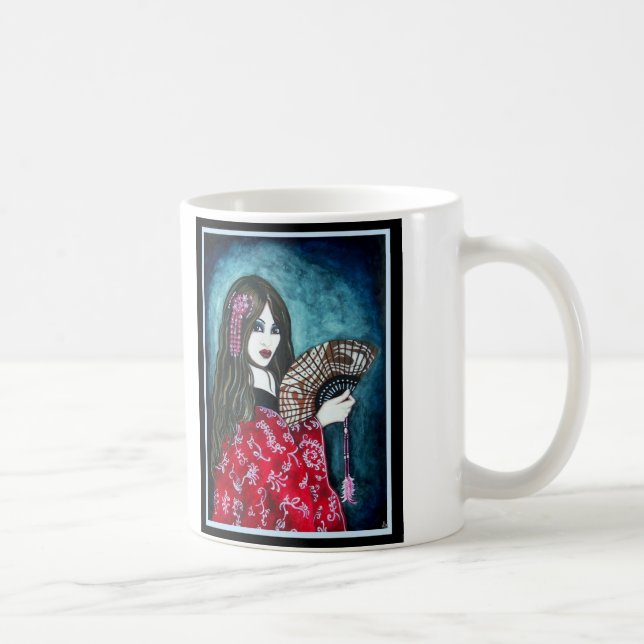 Geisha med fläkt kaffemugg (Höger)