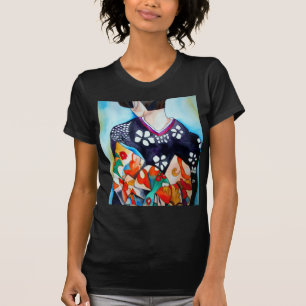 Geisha med mörkblå kimono original konst t shirt