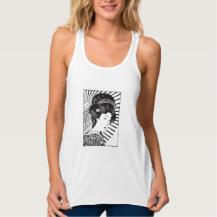 Geisha med Parasol Linne Med Racerback