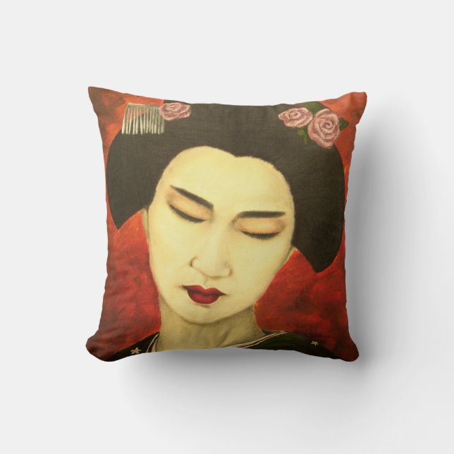 Geisha med rosor kudde (Framsida)