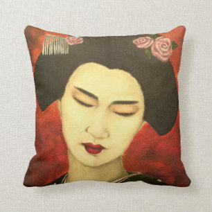Geisha med rosor kudde