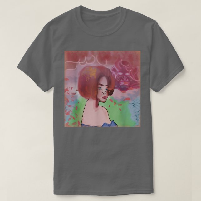 Geisha med samurai i molnen Japanska Harajuk T Shirt (Design framsida)