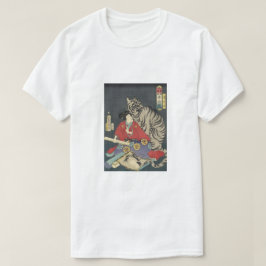 Geisha med sin vita tiger t shirt