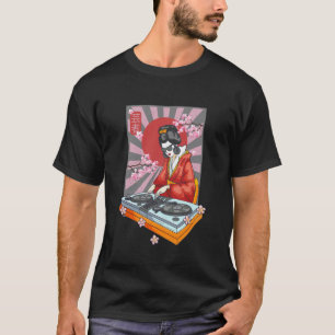 Geisha med skivspelare traditionell japansk musik t shirt