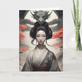 Geisha och Dragon Kinesiskt nyår 2024 Kort