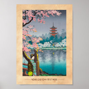Geisha- och körsbärträd, Ueno parkerar japanskt Poster