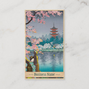 Geisha- och körsbärträd, Ueno parkerar japanskt Visitkort