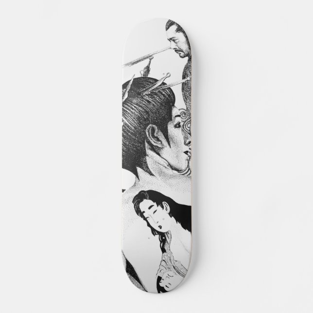 Geisha och samuraien mini skateboard bräda 18,5 cm (Framsida)