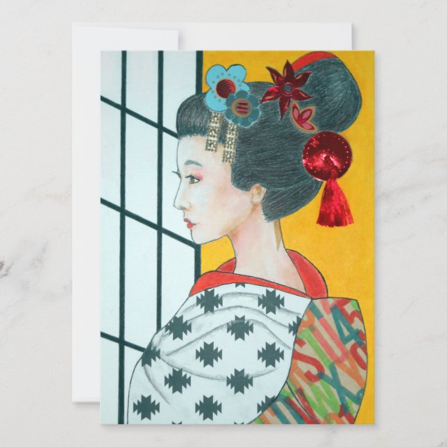 Geisha Original Art Flat Greeting Card (Framsida)