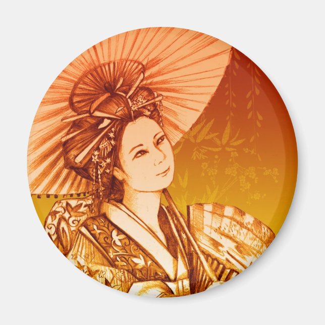 Geisha Parasol Imán Magnet (Framsidan)
