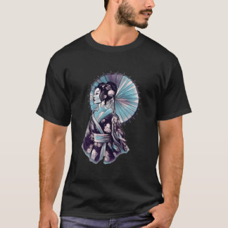Geisha Parasol Pretty Tattoo Samurai Hand-Drawn T Shirt