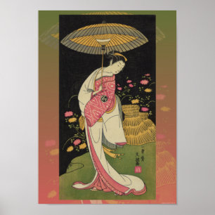 Geisha Parbrella Abstrakt Japan Pop Art Poster