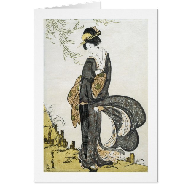 Geisha Permanent i Vinden, Toyohiro, 1805 Hälsningskort (Framsidan)
