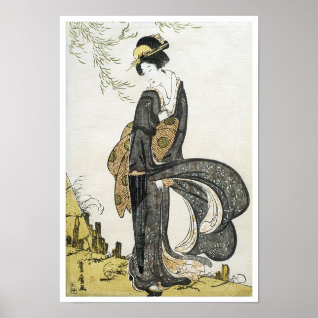 Geisha Permanent i Vinden, Toyohiro, 1805 Poster (Framsidan)
