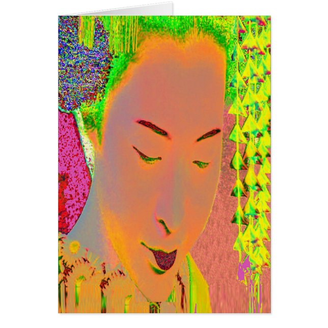 Geisha Pop Art Födelsedagskort Hälsningskort (Framsidan)
