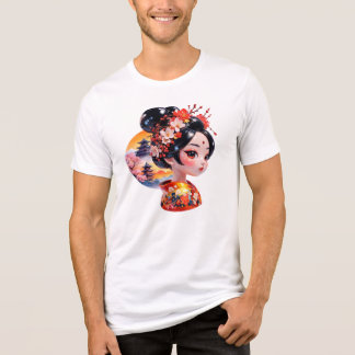 Geisha Porträtt Unik Konstnärlig Blommig Skönhet D T Shirt