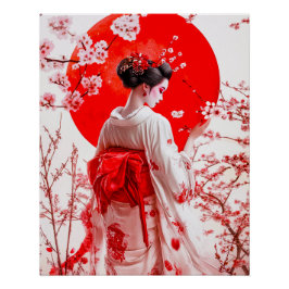 Geisha Poster, Elegant Ukiyo-e Geisha Wall Art Perfect Poster