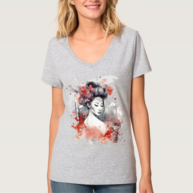 Geisha Print Design T-Shirt (Framsida)