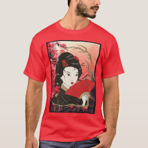 Geisha Sakura Cherry Blommar Geisha Girl Japan Cul T Shirt