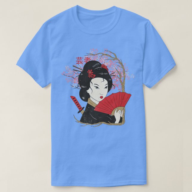 Geisha Sakura Cherry Blommar Geisha Girl Japan Cul T Shirt (Design framsida)