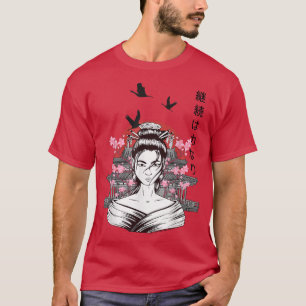 Geisha Sakura Cherry Blommar Geisha Girl Japansk T Shirt