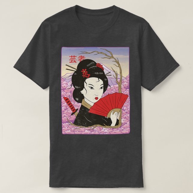 Geisha Samurai Japan Culture Japansk Kawaii Geish T Shirt (Design framsida)