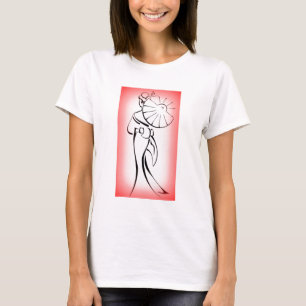 Geisha Silhouette Red Kant T-shirt