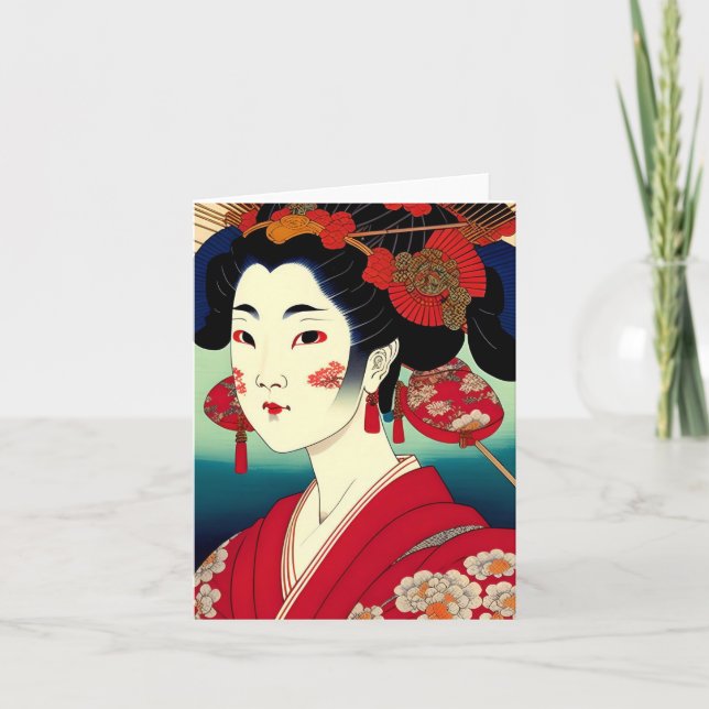 Geisha Study A på japanska Stil Helgkort (Framsida)