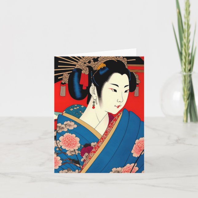 Geisha Study B på japanska Stil Helgkort (Framsida)