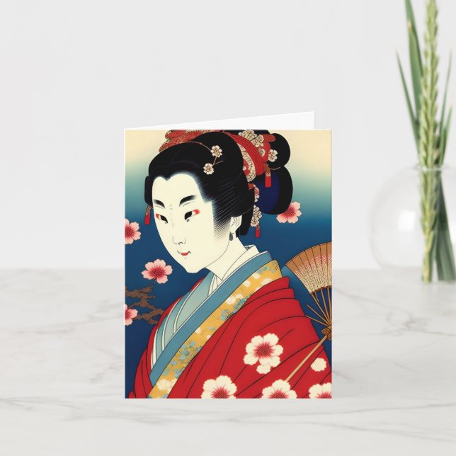 Geisha Study E på japanska Stil Helgkort (Framsida)