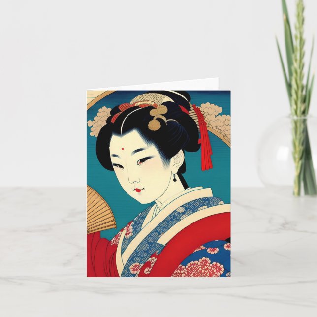 Geisha Study F på japanska Stil Helgkort (Framsida)