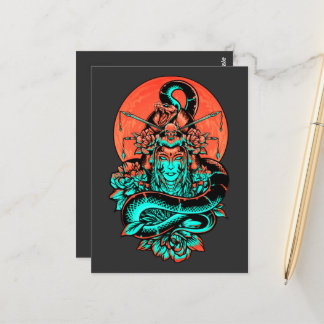 Geisha Tatto brände orange och svart Vykort