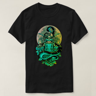 Geisha teal och svart blommigt t shirt