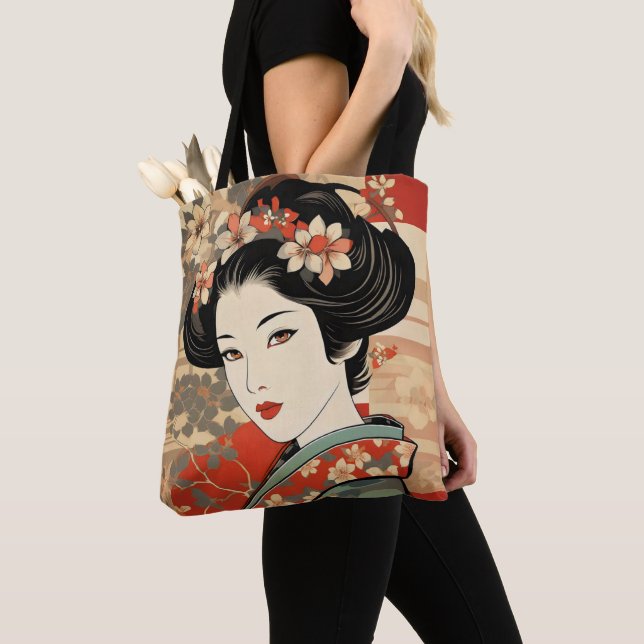 Geisha Traditional Ukiyo-e Tygkasse (Närbild)