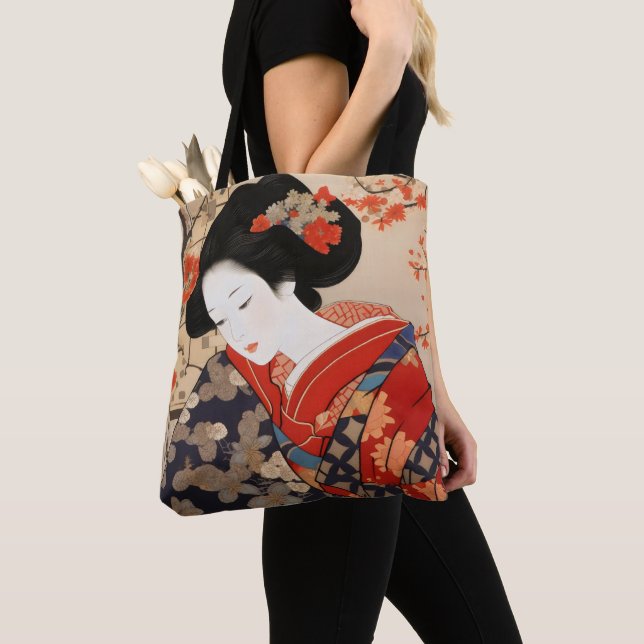 Geisha Ukiyo-e Japansk Art Tygkasse (Närbild)