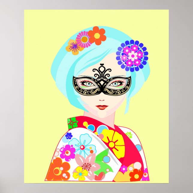 Geisha w Venetian Mask Poster (Framsidan)