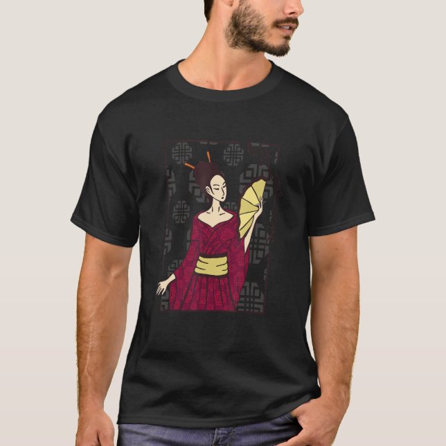 Geisha Woman Japanskt vackert Smart T Shirt (Framsida)