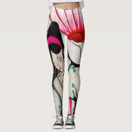 Geishaflicka med paraplyet leggings