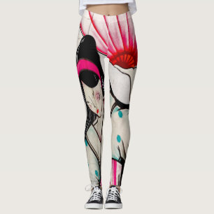 Geishaflicka med paraplyet leggings