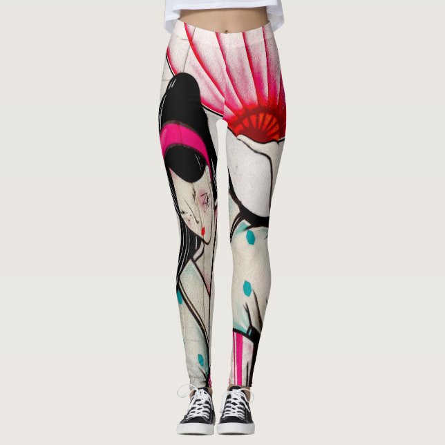 Geishaflicka med paraplyet leggings (Framsida)