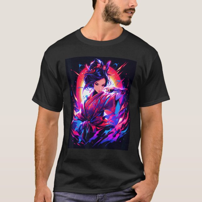 Geisha's Gaze Serene Elegance Graphic T Shirt (Framsida)