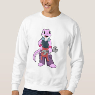 Geko som Mechanic med Wrench Lång Ärmad Tröja