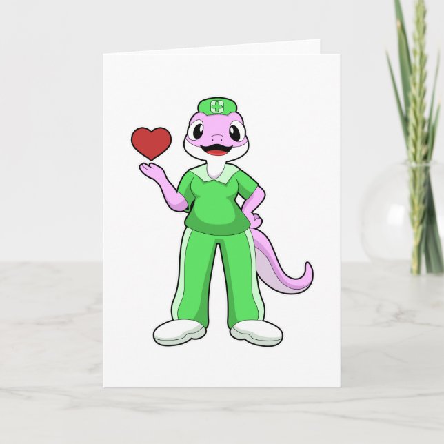 Geko som sjuksköterska med hjärta kort (Framsida)
